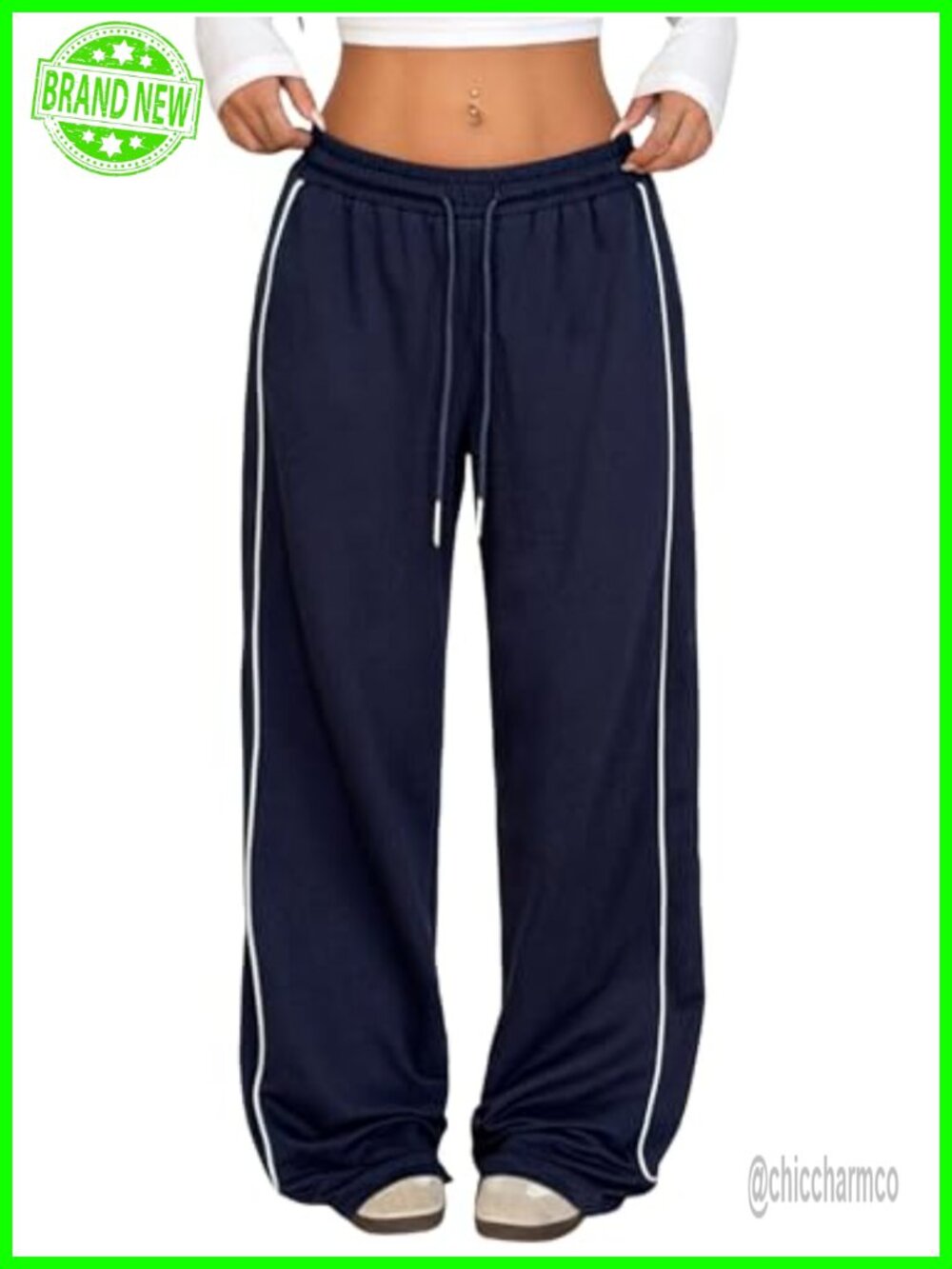 ZAFUL Wide Leg Sweatpants Side Striped Drawstring Pockets